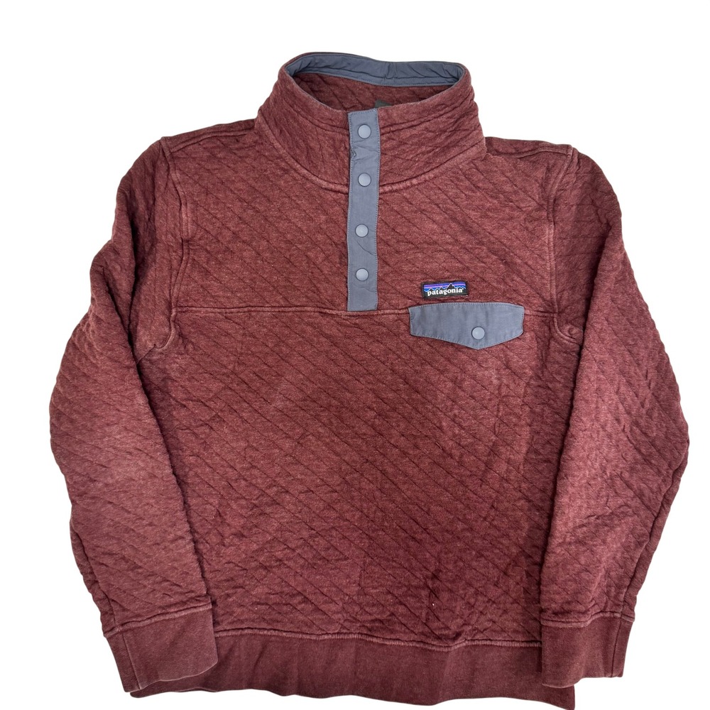 Patagonia Womens Organic Cotton Quilt Snap T Pullover Burgundy Size M